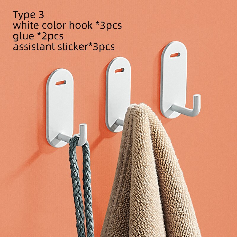 Punch Free Aluminum Hook Wall Door Storage Hooks Multi-Purpose Clothes Rack Hanger Towel Hooks For Home Bathroom Kitchen - Provence Home Living Store