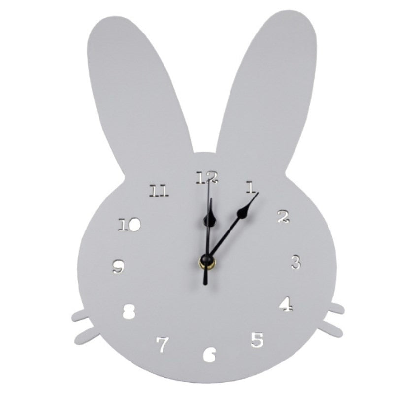 INS Nordic Wooden Rabbit Swan Crown Cloud Wall Clock Kids Room Decorations Wood Mute Clocks Furnitures Photo Props Nursery Decor - Provence Home Living Store