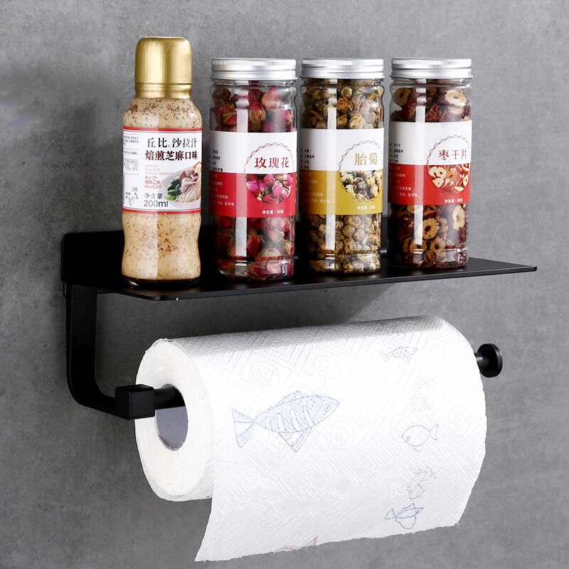 Kitchen Organizer Shelf Wall-mounted Seasoning Holder Aluminum Bathroom Storage Shelf Towel Rack Plastic Wrap Storage Rack - Provence Home Living Store