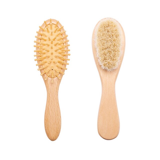 Baby Care Pure Natural Wool Baby BPA Free Wooden Brush Comb Brush Baby Hairbrush Newborn Hair Brush Infant Comb Head Massager - Provence Home Living Store