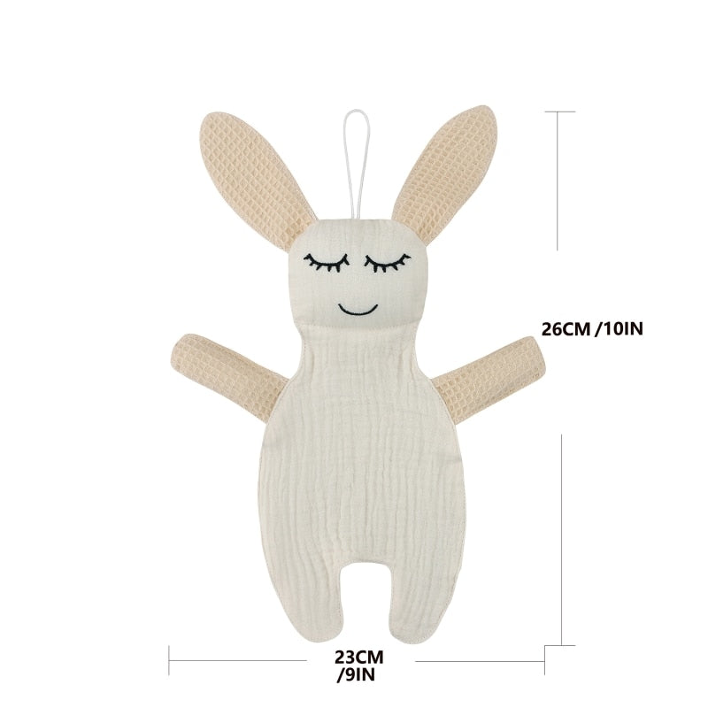 Soft Cotton Muslin Baby Bib Stuffed Rabbit Doll Newborn Appease Towel Security Blanket Baby Sleeping Cuddling Towel Facecloth - Provence Home Living Store