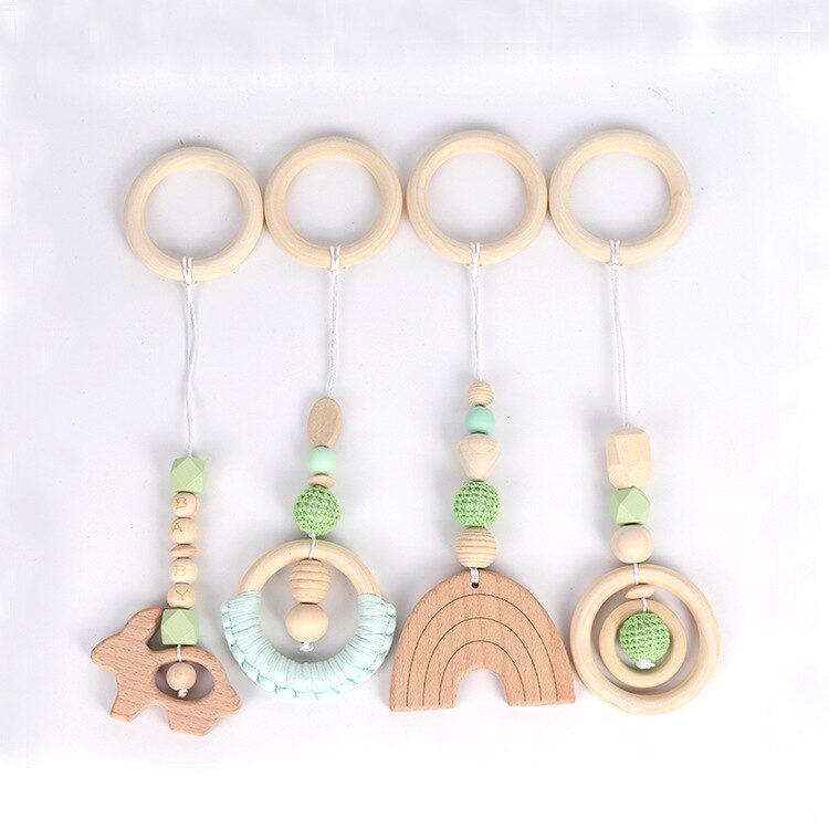 Nordic Style Baby Gym Play Frame Wooden Infant Nursery Sensory Ring-Pull Toy Teething Nursing Rattle Toys Gifts Infant Room Deco - Provence Home Living Store