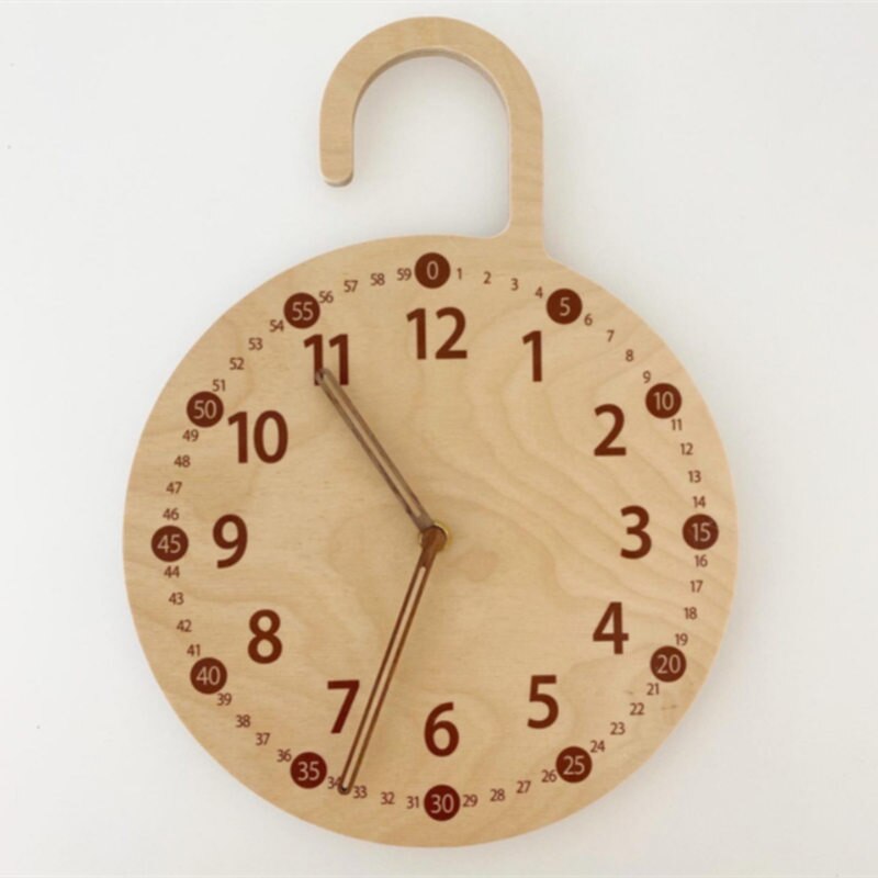 INS Nordic Wooden Wall Clock Hanging Ornaments Wood Table Digital Mute Clocks Furnitures Homestay Bedroom Home Decor Photo Props - Provence Home Living Store