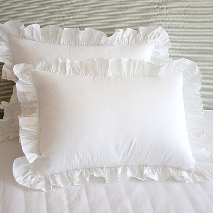 2pcs solid pillow case European princess ruffle pillow cover handmade wrinkle pillow cases home textile pillow sham no filler - Provence Home Living Store