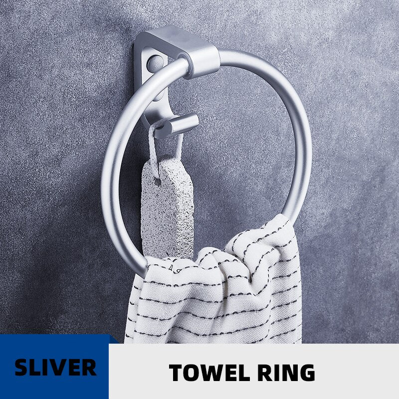 Modern Design Towel Rings With Hook Towel Holder Round Bathroom Accessories Hardware Wall-Mounted Towel Rack - Provence Home Living Store