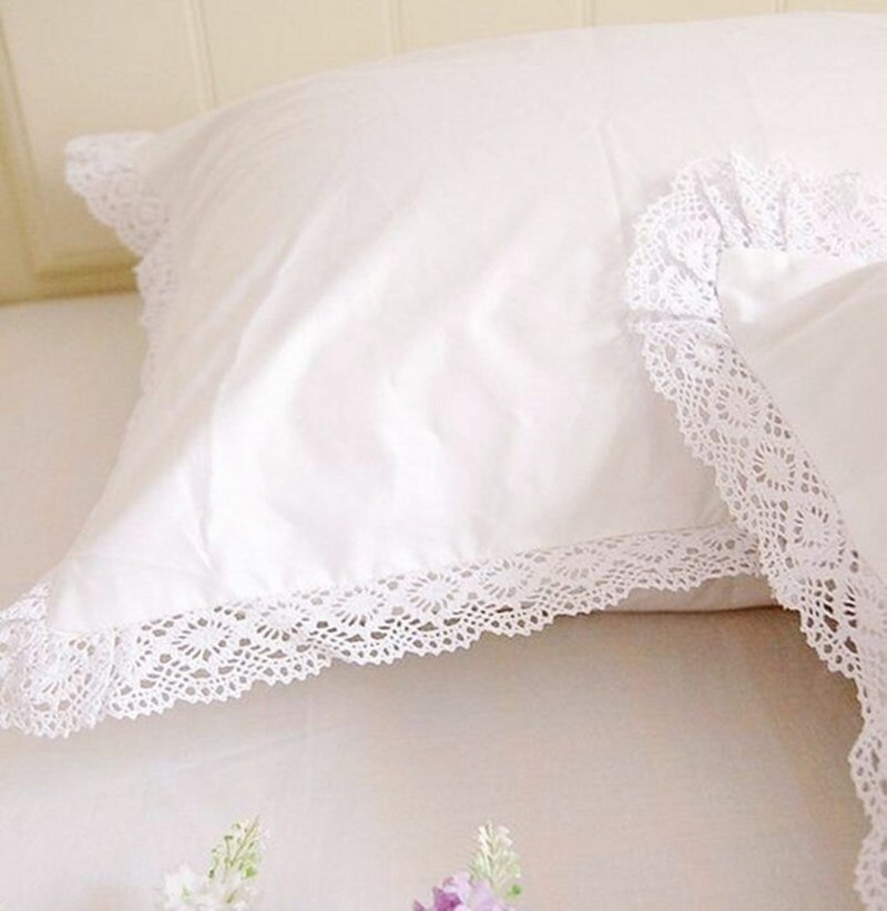 1 piece Princess Pure White Double Layer Lace Flounced Cotton Wedding Pure Cotton Bedding Pillowcase pillow cover fall decor - Provence Home Living Store