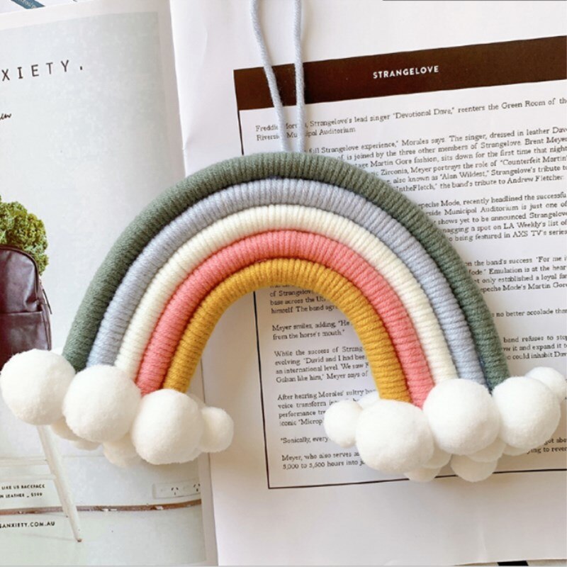 INS Nordic Hand Woven Cloud Rainbow Pendant For Kids Room Decorations Baby Bed Tent Hanging Ornaments Nursery Decor Photo Props - Provence Home Living Store