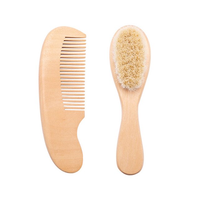 Baby Care Pure Natural Wool Baby BPA Free Wooden Brush Comb Brush Baby Hairbrush Newborn Hair Brush Infant Comb Head Massager - Provence Home Living Store