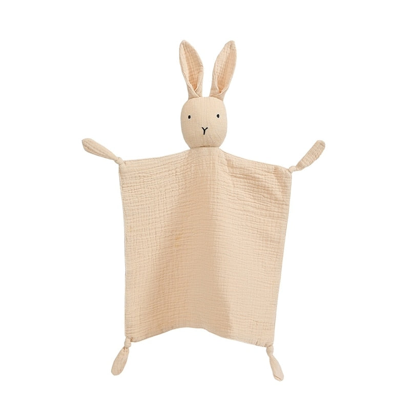 Soft Cotton Muslin Baby Bib Stuffed Rabbit Doll Newborn Appease Towel Security Blanket Baby Sleeping Cuddling Towel Facecloth - Provence Home Living Store