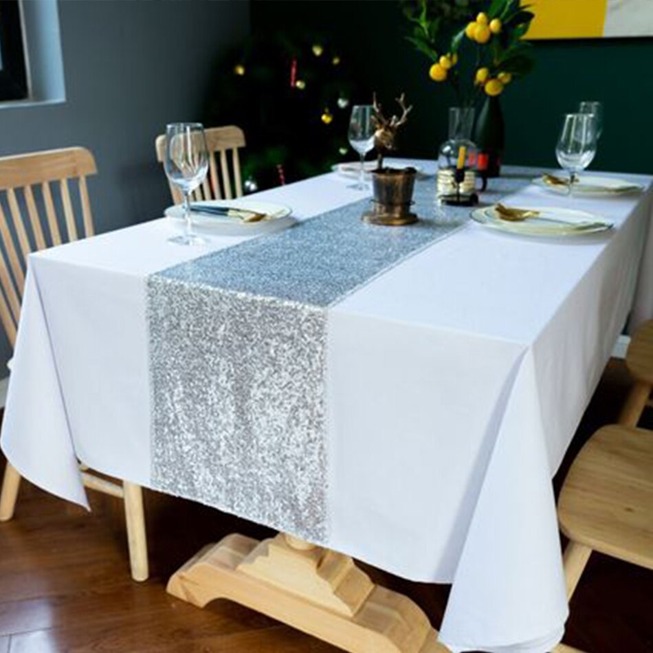 Sequin Table Runner Sparkly Event Party Supplies Fabric Decorations for Holiday Bridal Wedding Birthday Christmas Cloth Decor - Provence Home Living Store