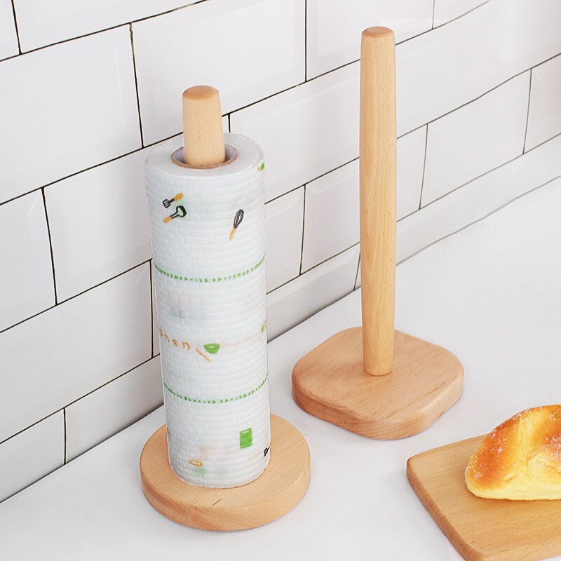 Wooden Kitchen Paper Roll Holder Dining Table Vertical Napkins Rack Bathroom Toilet Paper Holder Kitchen Storage Shelf - Provence Home Living Store