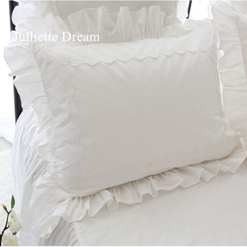 New big lace princess bedding set queen size elegant Embroidery ruffle duvet cover 100% cotton bed set home romantic bed sheet - Provence Home Living Store