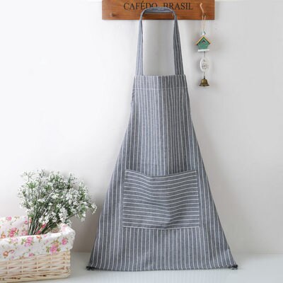 Brief classic strip aprons for women work helper apron kitchen clean apron quality line cotton cooking aprons big pocket sale - Provence Home Living Store