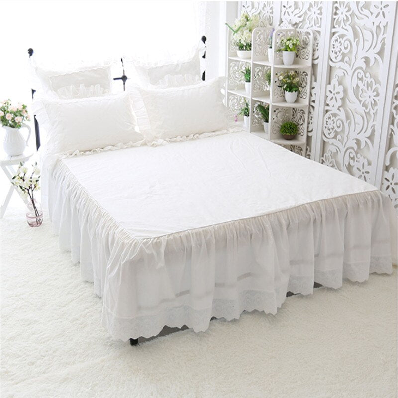 New big lace princess bedding set queen size elegant Embroidery ruffle duvet cover 100% cotton bed set home romantic bed sheet - Provence Home Living Store