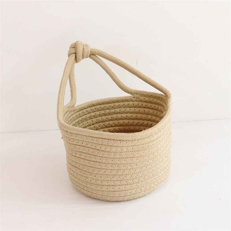 Cotton Rope Woven Storage Basket Wall Hanging Flower Baskets Desktop Sundries Snacks Organizer Box Kids Toys Cosmetics Container - Provence Home Living Store