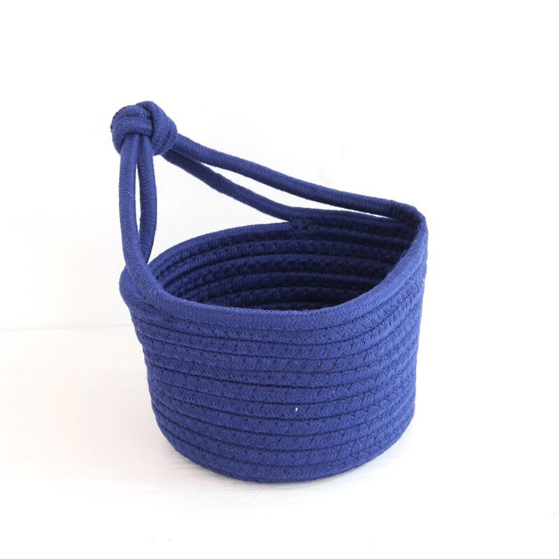 Cotton Rope Woven Storage Basket Wall Hanging Flower Baskets Desktop Sundries Snacks Organizer Box Kids Toys Cosmetics Container - Provence Home Living Store