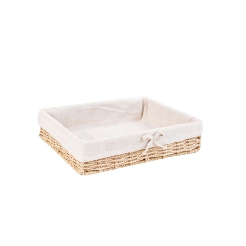 Handwoven Rattan Storage Basket With Cotton Lining Hotel Tray Towel Basket Storage Bread Fruit Cake Platter Kitchen Supplies - Provence Home Living Store