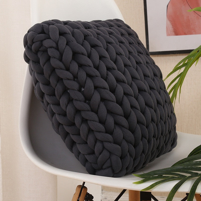 Square Chunky Wool Pillow Handmade Knitting Cushions INS Nordic Braided Cushion For Kids Room Decoration Sofa Bed Throw Pillows - Provence Home Living Store