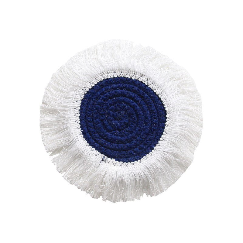 INS Cotton Rope Round Placemats Hand Woven Tassels Table Mat Bowl Pot Insulation Pads Tableware Drink Coaster Home Kitchen Decor - Provence Home Living Store