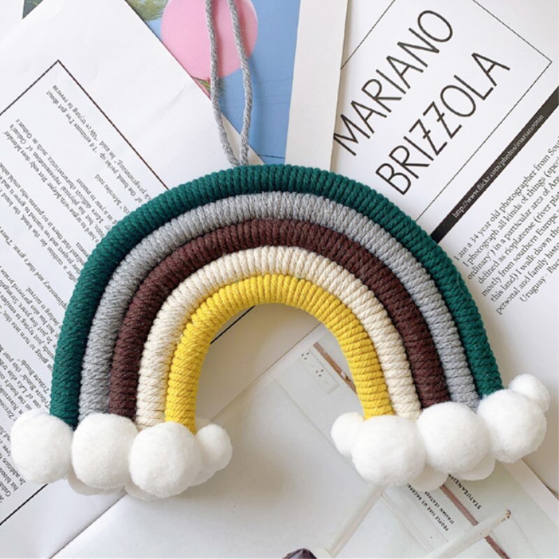 INS Nordic Hand Woven Cloud Rainbow Pendant For Kids Room Decorations Baby Bed Tent Hanging Ornaments Nursery Decor Photo Props - Provence Home Living Store