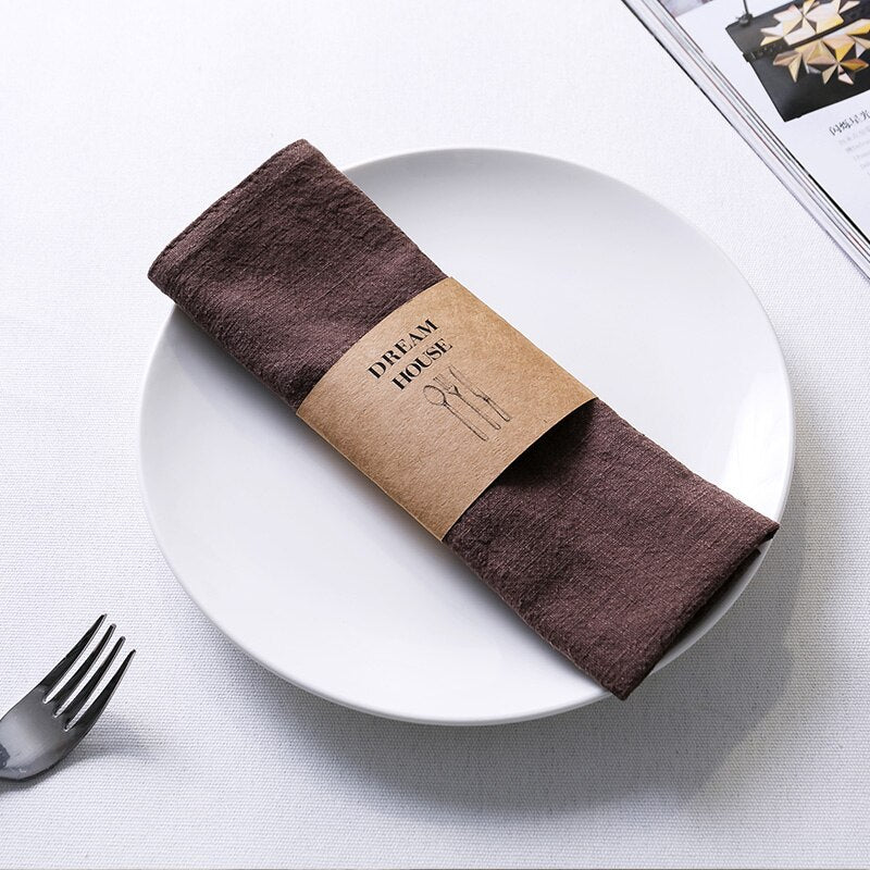 12 Pcs/Lot Custom Made Wedding Durable Thickened Cloth Napkins,Reusable Ramie Cotton Placemats,Kitchen Dining Restaurant Use - Provence Home Living Store