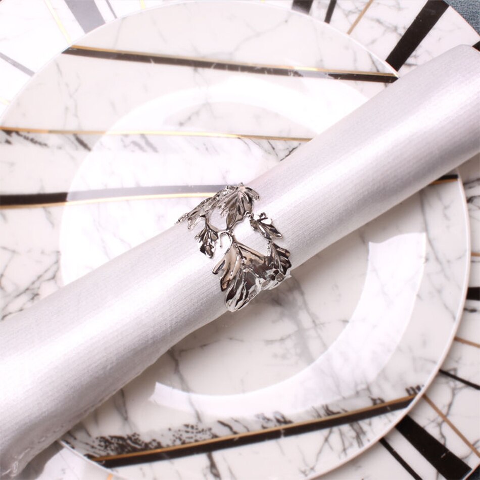 4PCS Metal Napkin Buckle,Silver Gold Wedding Decoration Napkin Ring,for Festival Dinner Parties Dining Table Banquet Feast - Provence Home Living Store