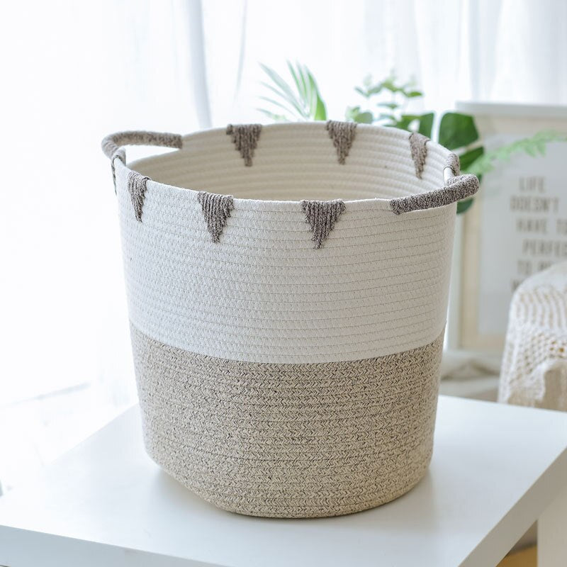 INS Nordic Cotton Rope Storage Baskets Baby Kids Toys Organizer Dirty Clothes Laundry Basket With Handle Sundries Storage Barrel - Provence Home Living Store