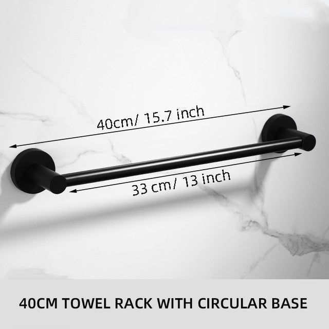 Bathroom Black Towel Rack Wall-mounted Black Toilet Space Aluminum Towel BarStorage Rail Shelf Bathroom Accessories - Provence Home Living Store