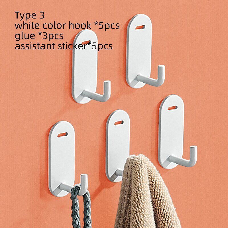 Punch Free Aluminum Hook Wall Door Storage Hooks Multi-Purpose Clothes Rack Hanger Towel Hooks For Home Bathroom Kitchen - Provence Home Living Store