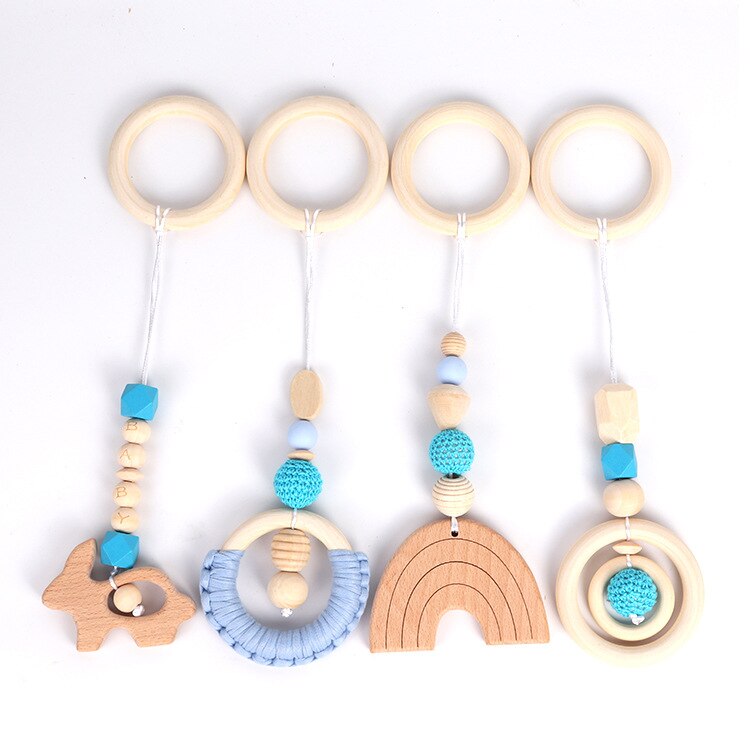 Nordic Style Baby Gym Play Frame Wooden Infant Nursery Sensory Ring-Pull Toy Teething Nursing Rattle Toys Gifts Infant Room Deco - Provence Home Living Store