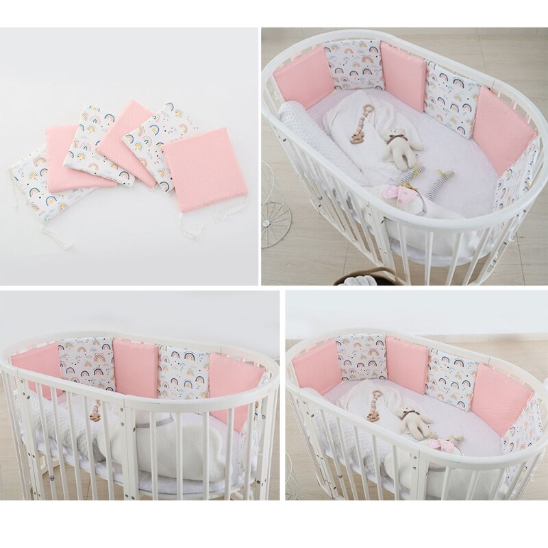 6 Pcs/set Cartoon Baby Crib Bumpers Newborn Bed Bumper Cot Soft Cotton Protector Pillows Infant Cushion Mat for Nursery Bedding - Provence Home Living Store