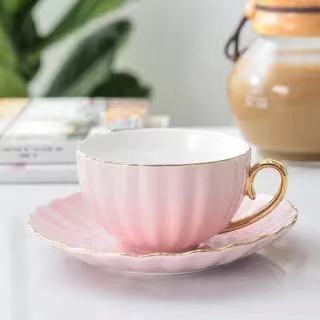 Pink Cute Creative Porcelain Cup And Saucer Ceramics Coffee Cup Simple Tea Sets Modern Design Home Flower Red Tea Cup - Provence Home Living Store