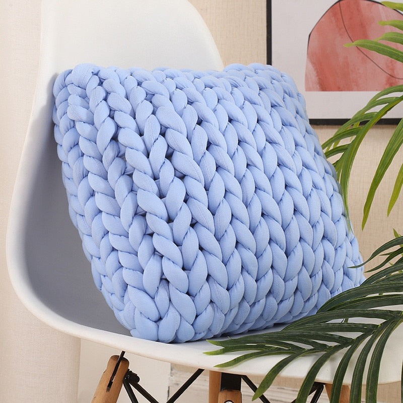 Square Chunky Wool Pillow Handmade Knitting Cushions INS Nordic Braided Cushion For Kids Room Decoration Sofa Bed Throw Pillows - Provence Home Living Store