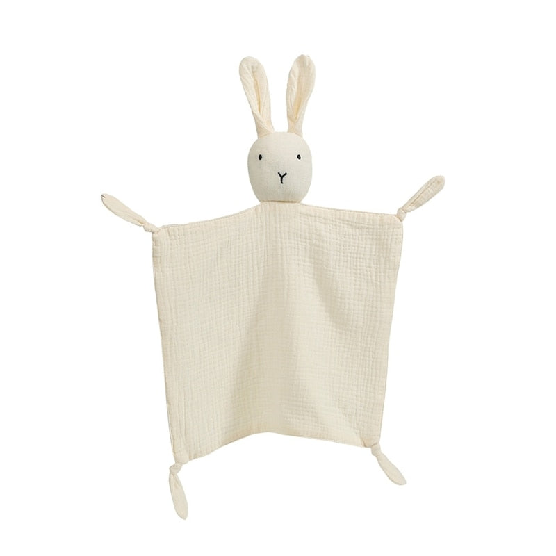 Soft Cotton Muslin Baby Bib Stuffed Rabbit Doll Newborn Appease Towel Security Blanket Baby Sleeping Cuddling Towel Facecloth - Provence Home Living Store