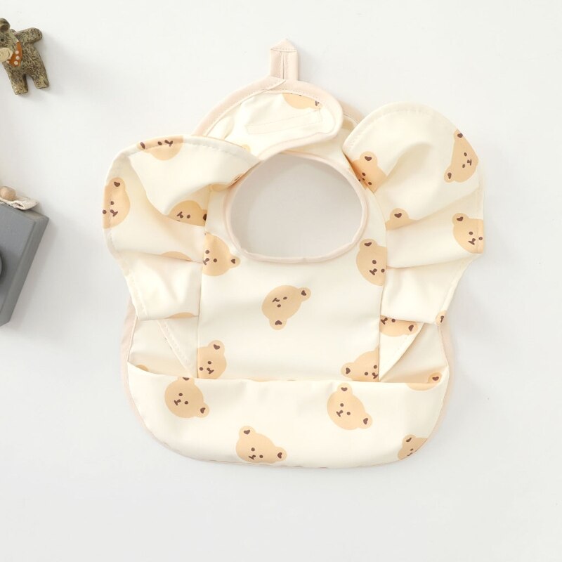 New Cartoon Bear Baby Bibs Waterproof Washable Newborn Boys Girls Feeding Apron Sleeveless Wings Art Smock for 0-3T Baby Stuff - Provence Home Living Store