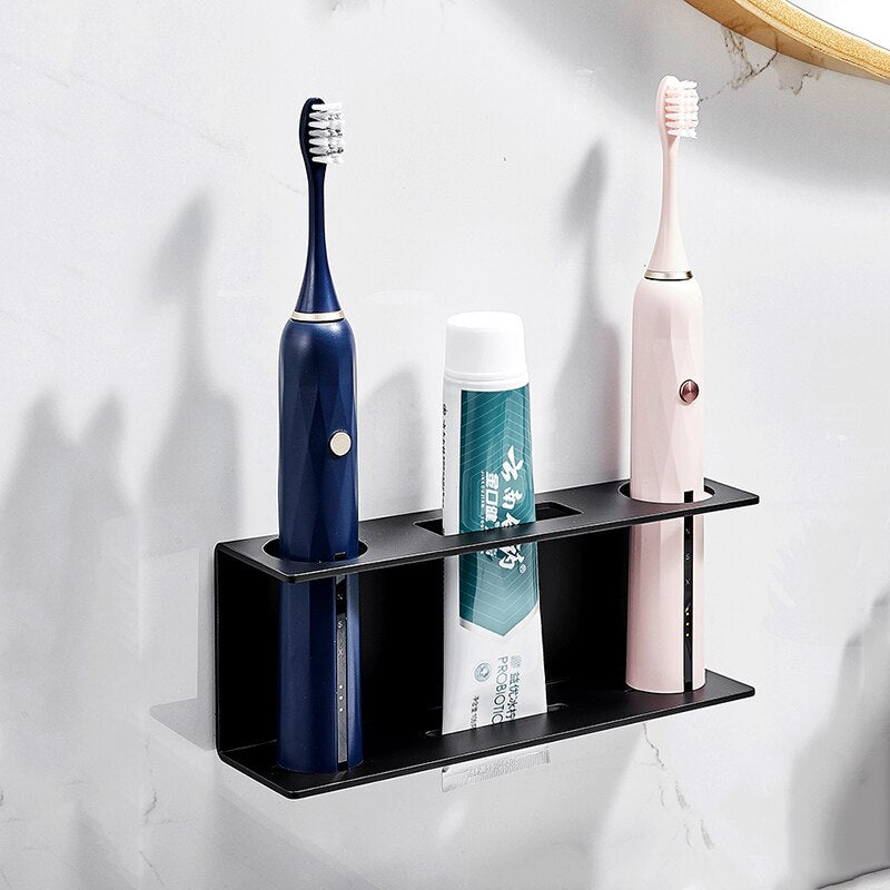 Wall Mounted Electric Toothbrush Holder Black Toothpaste Holder For Bathroom Shelf White Storage Rack For Home Drop Shipping - Provence Home Living Store