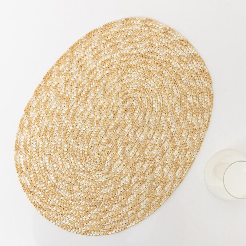 Natural Corn Straw Woven Dining Table Mats Rattan Placemats Non-slip Insulation Pads Potholder Coffee Cup Coasters Kitchen Decor - Provence Home Living Store