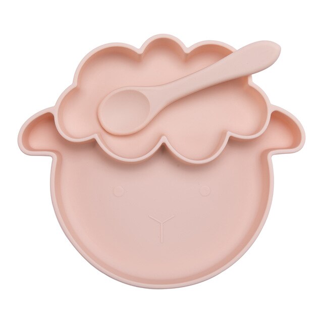 5PCS Baby Feeding Bowl Set Sheep Shaped Food Grade Silicone Plate Suction Bowl baby Feeding BPA Free Infant Waterproof Tableware - Provence Home Living Store