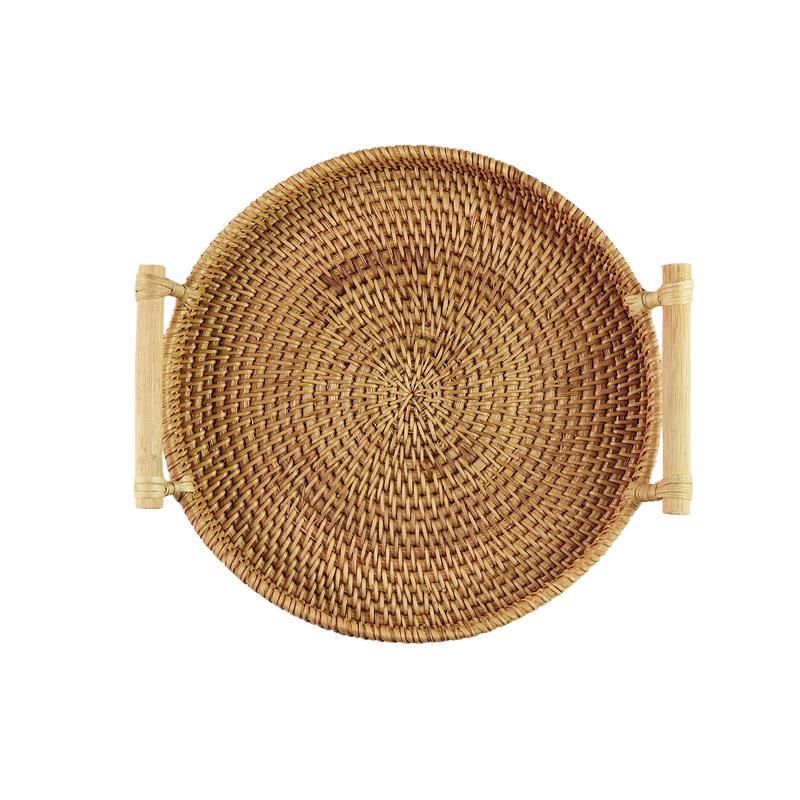 Food Storage Platters Plate Rattan Handwoven Round High Wall Severing Tray Bread Fruit Food Storage Platters Plate - Provence Home Living Store