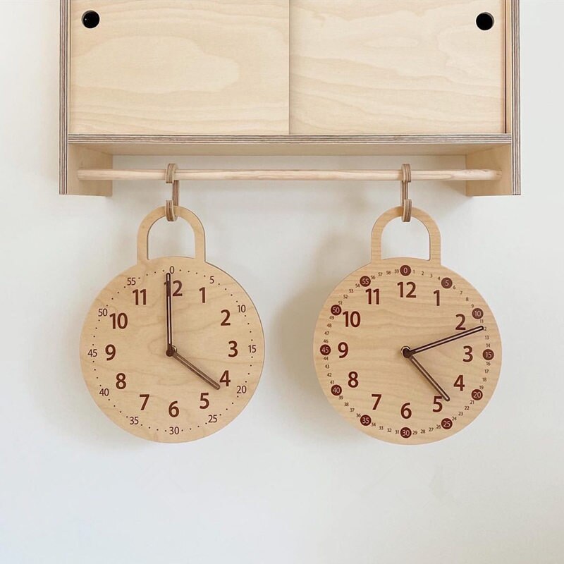 INS Nordic Wooden Wall Clock Hanging Ornaments Wood Table Digital Mute Clocks Furnitures Homestay Bedroom Home Decor Photo Props - Provence Home Living Store