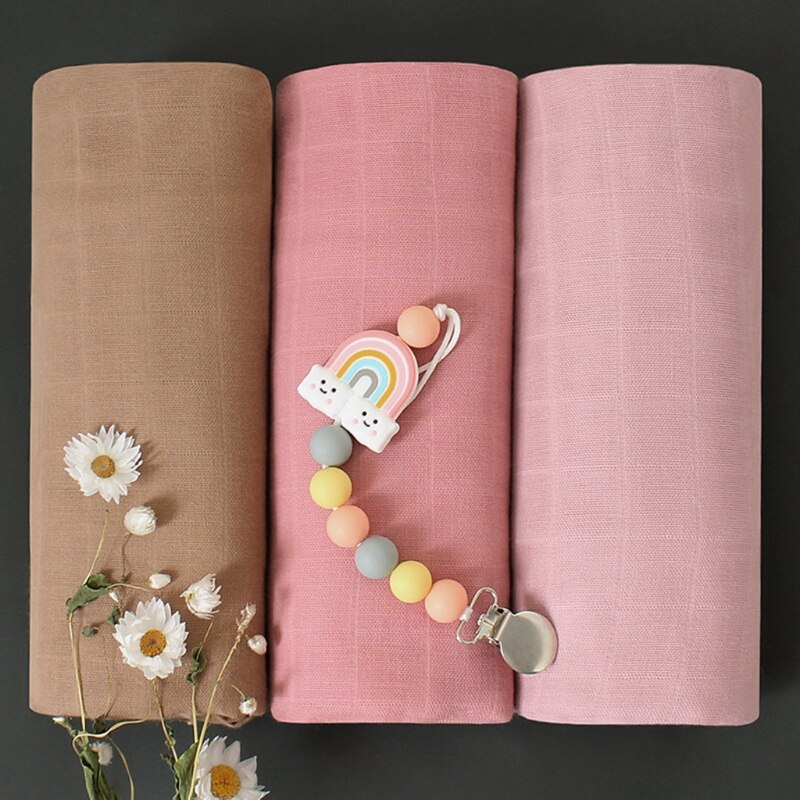 120x120cm Organic Cotton Baby Muslin Blanket 2 Layers Gauze Newborn Swaddle Wrap Infant Stroller Sleepsack Cover Baby Bedding - Provence Home Living Store