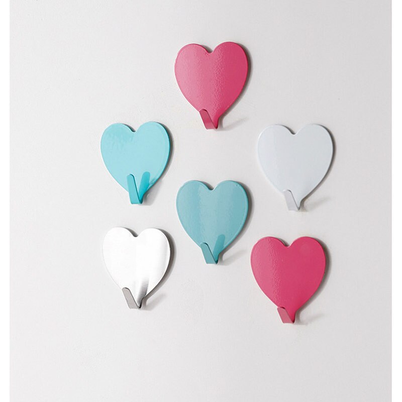 4pcs Love Heart Wall Hooks Clothes Towel Mask Hanger Stainless Steel Bathroom Kitchen Hook Door Keys Organizer Holder Home Decor - Provence Home Living Store