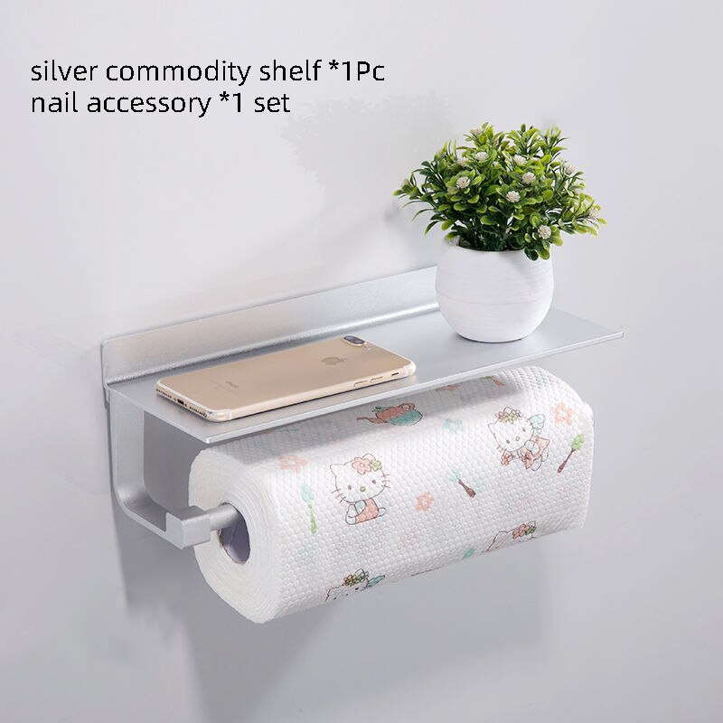 Kitchen Organizer Shelf Wall-mounted Seasoning Holder Aluminum Bathroom Storage Shelf Towel Rack Plastic Wrap Storage Rack - Provence Home Living Store