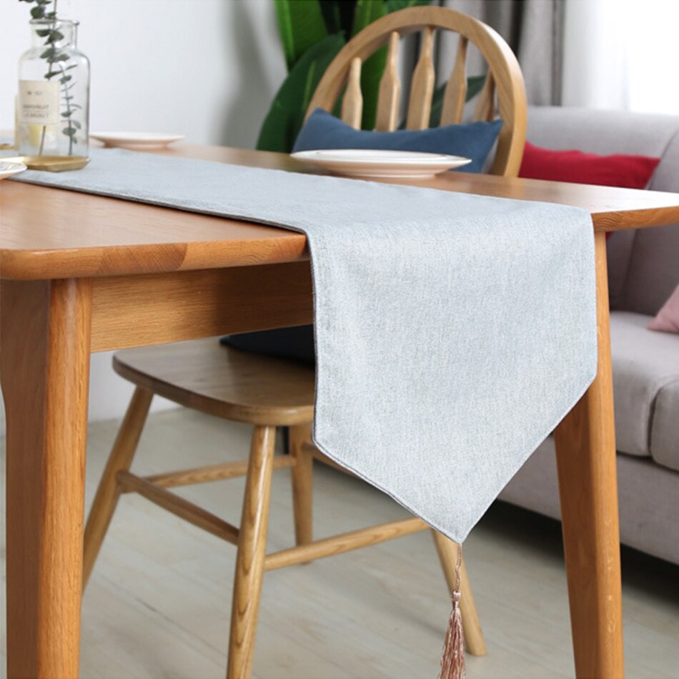 Solid Colour Linen Cotton Double-Layer Table Runner Event Party Supplies Fabric Decor Placemat for Holiday Wedding Christmas - Provence Home Living Store