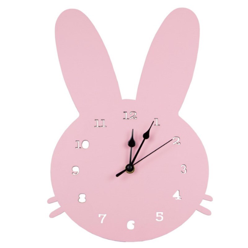 INS Nordic Wooden Rabbit Swan Crown Cloud Wall Clock Kids Room Decorations Wood Mute Clocks Furnitures Photo Props Nursery Decor - Provence Home Living Store