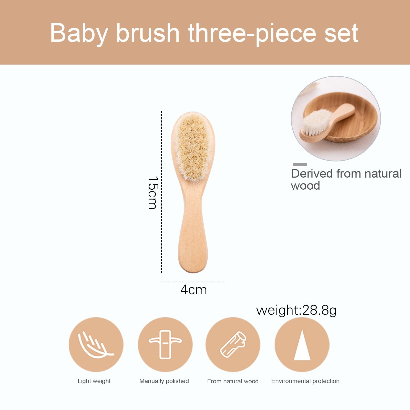 Baby Care Pure Natural Wool Baby BPA Free Wooden Brush Comb Brush Baby Hairbrush Newborn Hair Brush Infant Comb Head Massager - Provence Home Living Store