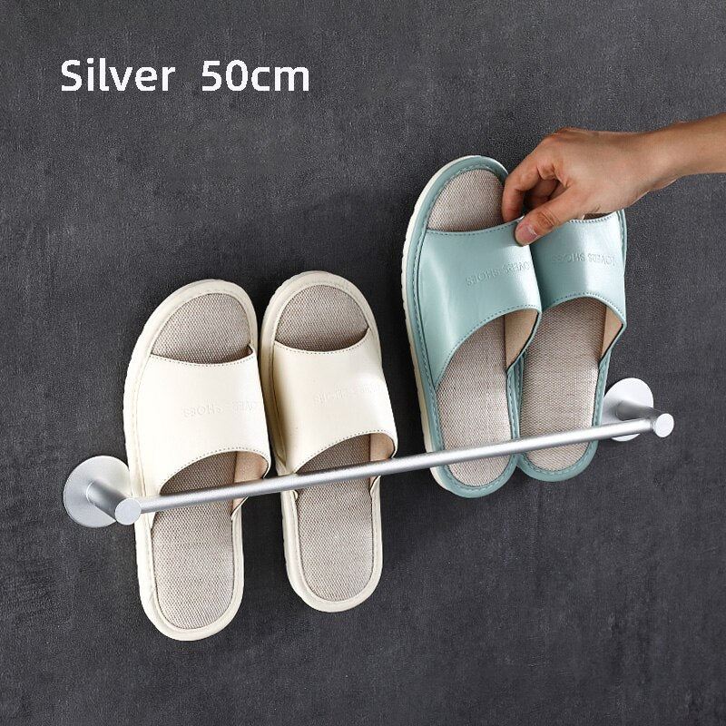 Slipper Rack Towel Hanger Wall-Mounted Shoes Storage Rack Punch Free Aluminium Alloy Slippers Holder - Provence Home Living Store