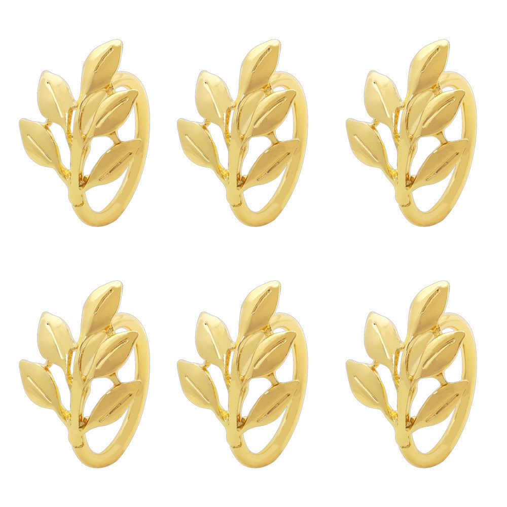 6 Pieces Alloy Leaf Napkin Buckles,European Hotel Supplies Napkin Rings,Holiday Wedding Party Everyday Dinning Napkin Holder - Provence Home Living Store