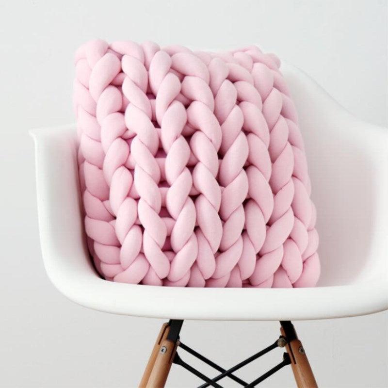 Square Chunky Wool Pillow Handmade Knitting Cushions INS Nordic Braided Cushion For Kids Room Decoration Sofa Bed Throw Pillows - Provence Home Living Store