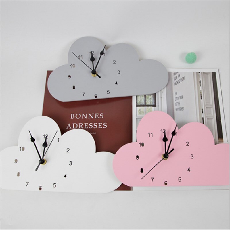 INS Nordic Wooden Rabbit Swan Crown Cloud Wall Clock Kids Room Decorations Wood Mute Clocks Furnitures Photo Props Nursery Decor - Provence Home Living Store